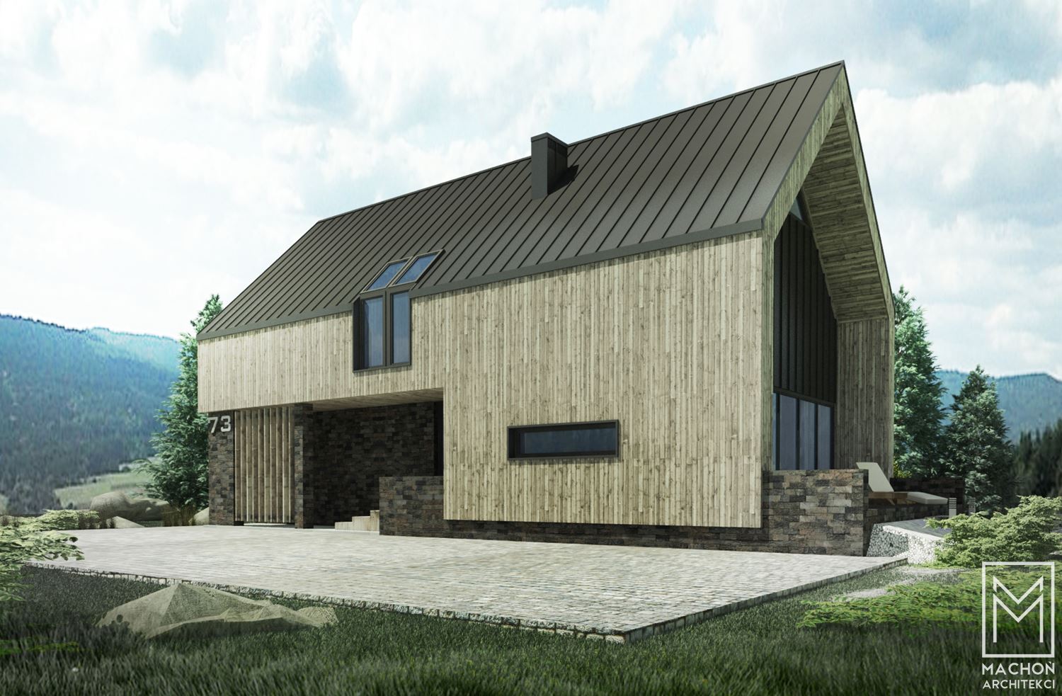 nowoczesny dom stodoła z tarasem
