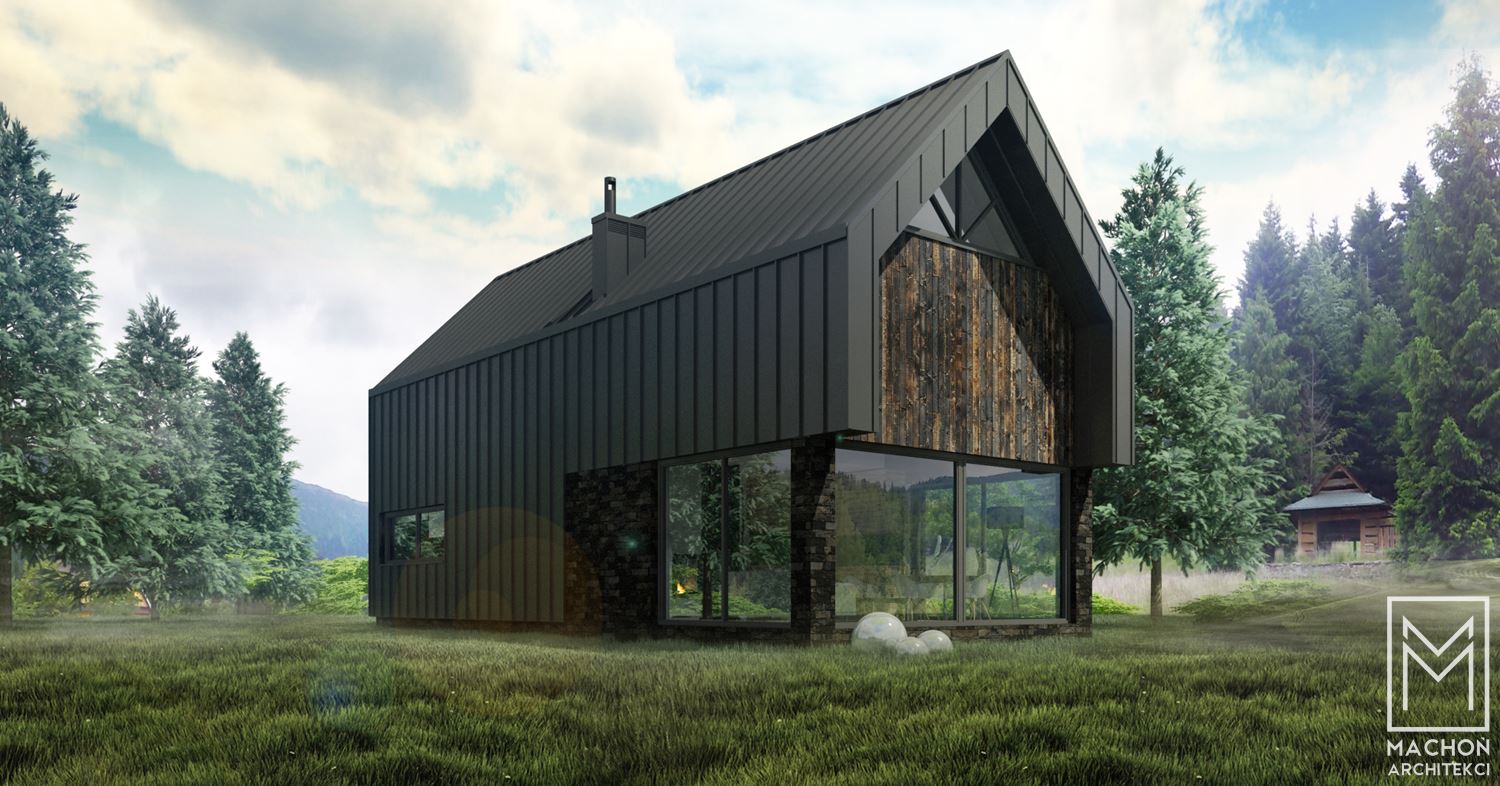 nowoczesny dom stodoła z tarasem