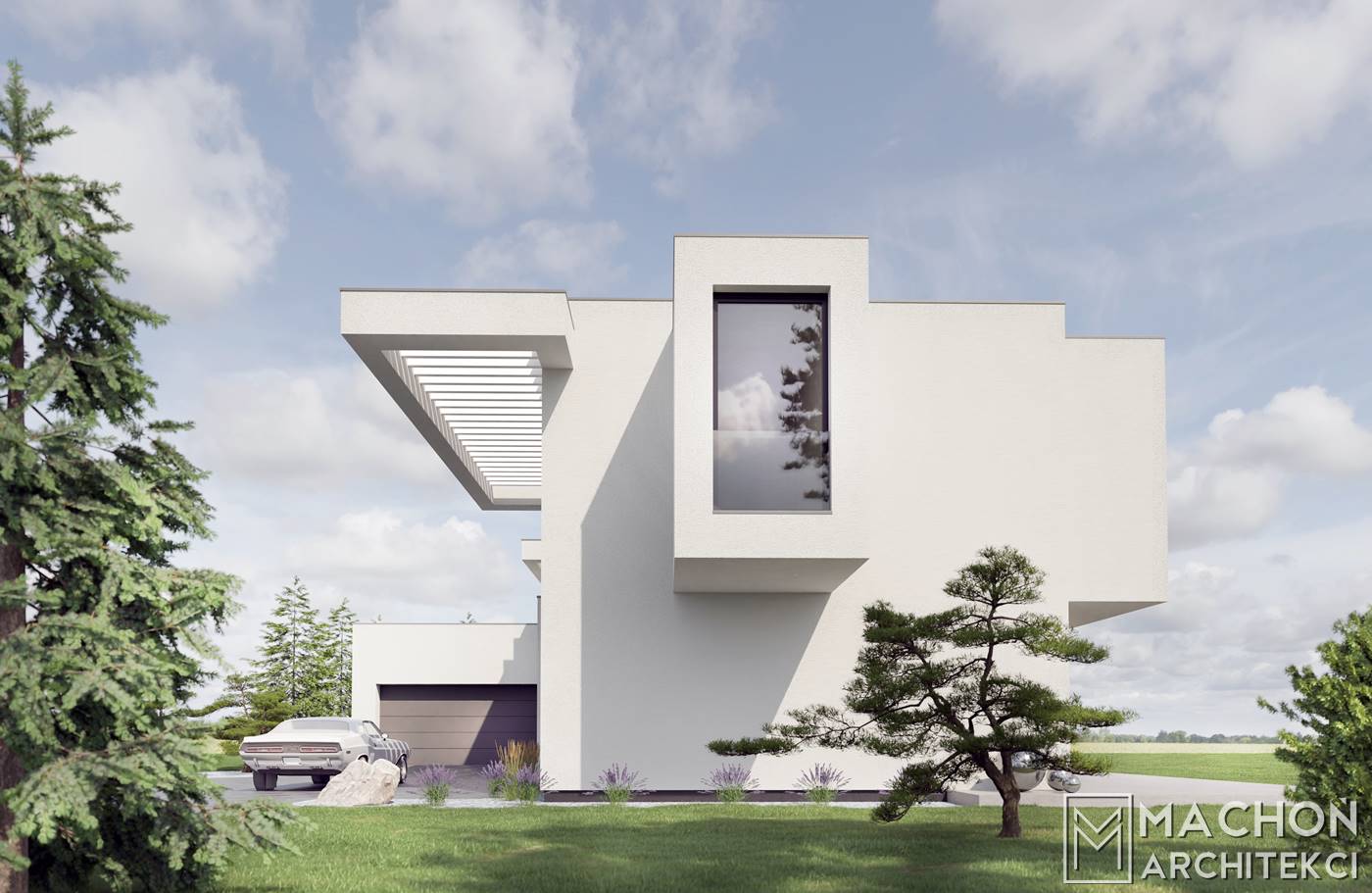 Dom nowoczesny z pałskim dachem projek tindywidualny architekt kraków warszawa