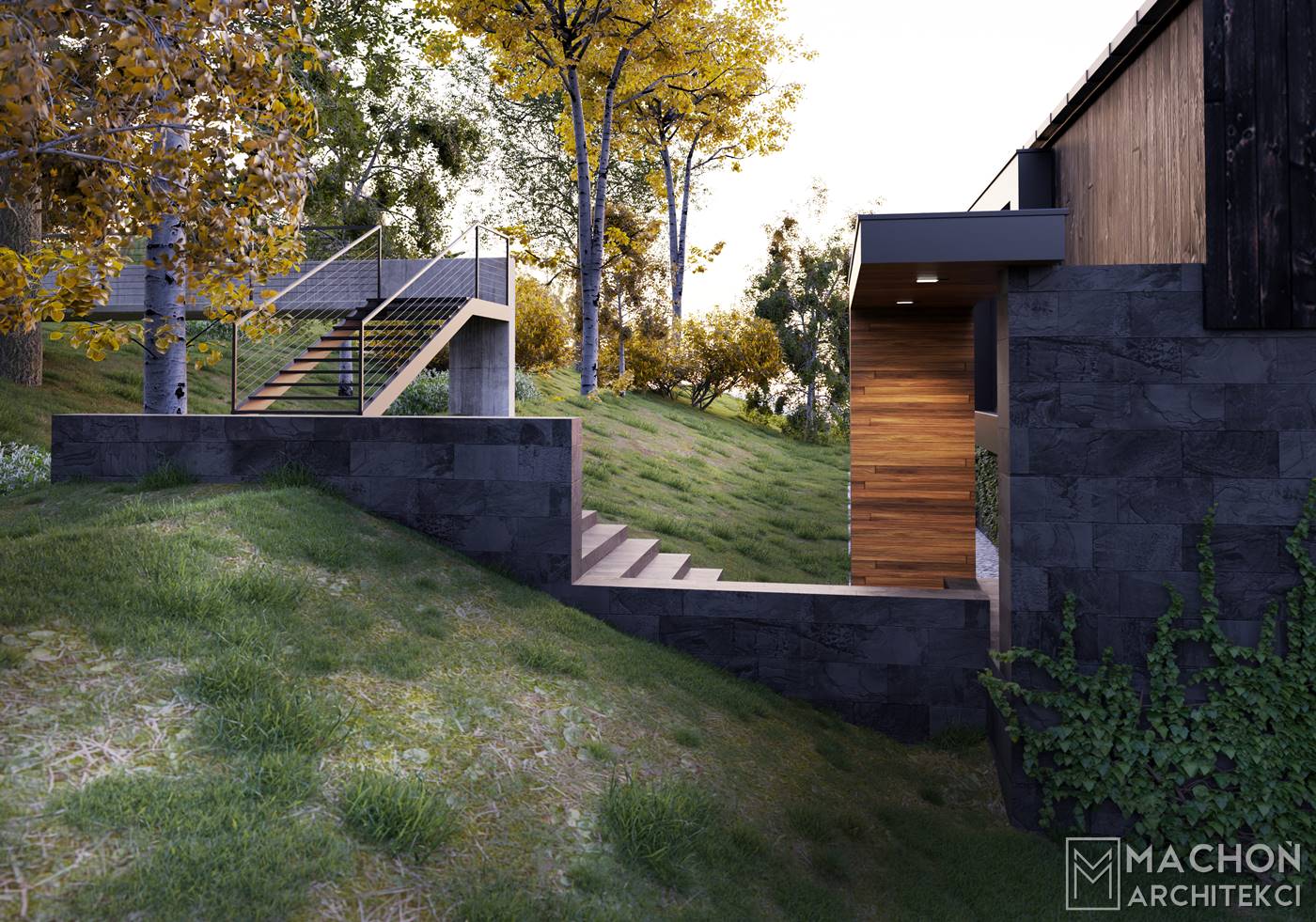 nowoczesne projekty indywidualne architekci w polsce dom na skarpie na stoku w górach nowoczesna stodoła