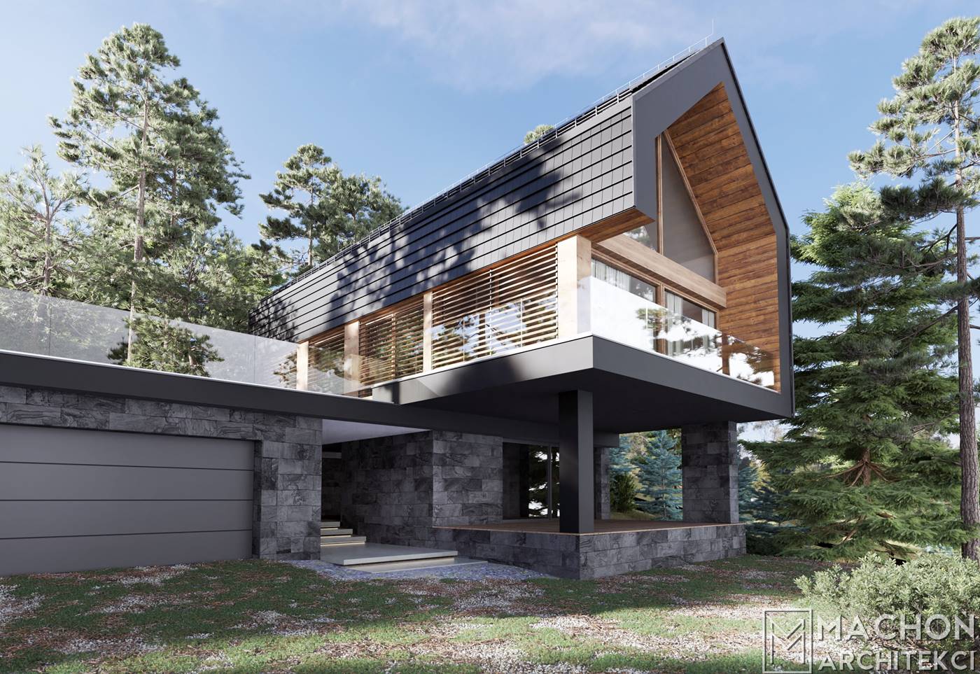 dom mieszkalny górach drewno nowoczesny dachówka architekci z małopolski piwniczna zdrój kraków nowoczesna forma