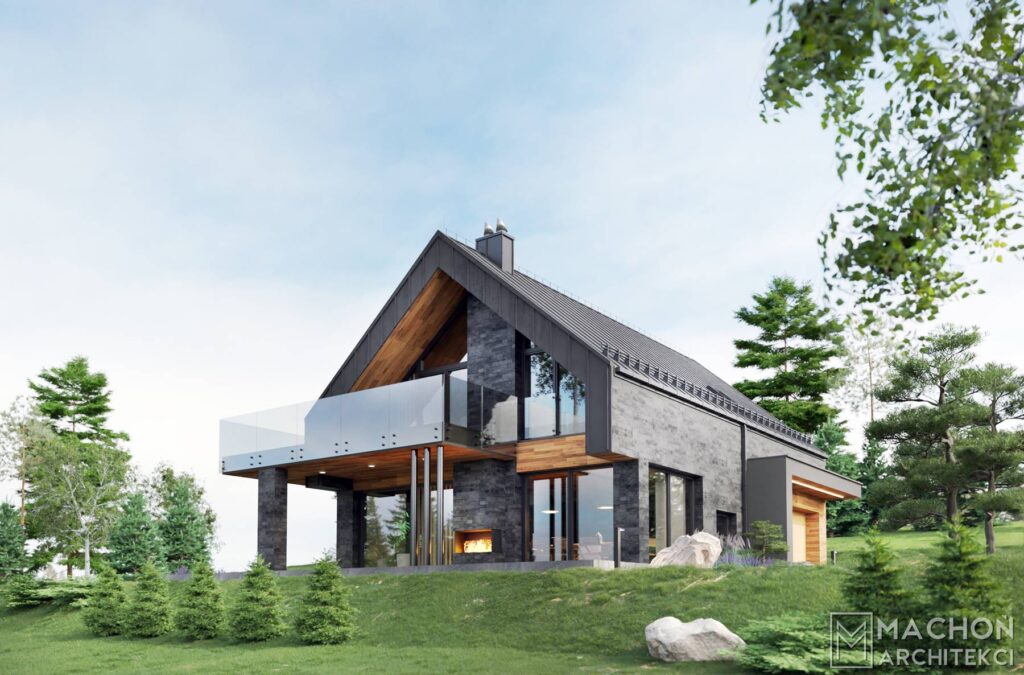 nowoczeny dom machoń architekci projektowanie indywidualne w całej polsce kraków warszawa góry w lesie nad jeziorem dom pod lasem nowoczesny z tarasem