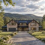 projekt gotowy domy w tylu farmhouse modern farmhouse dom na wsi modern lodge house chalet nowoczesny tradycyjny amerykański z gankiem i werandą zadaszony taras willa posiadłość rezydencja